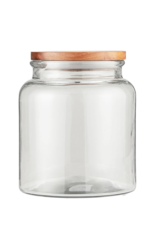 Glaskrug mit Holzdeckel