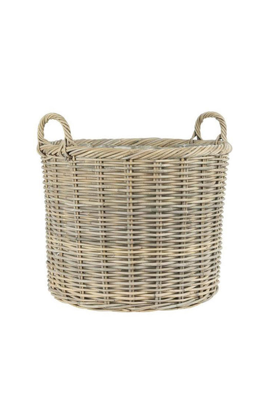 Korb Rattan mit Plastik innen rund mit 2 Henkeln Groß