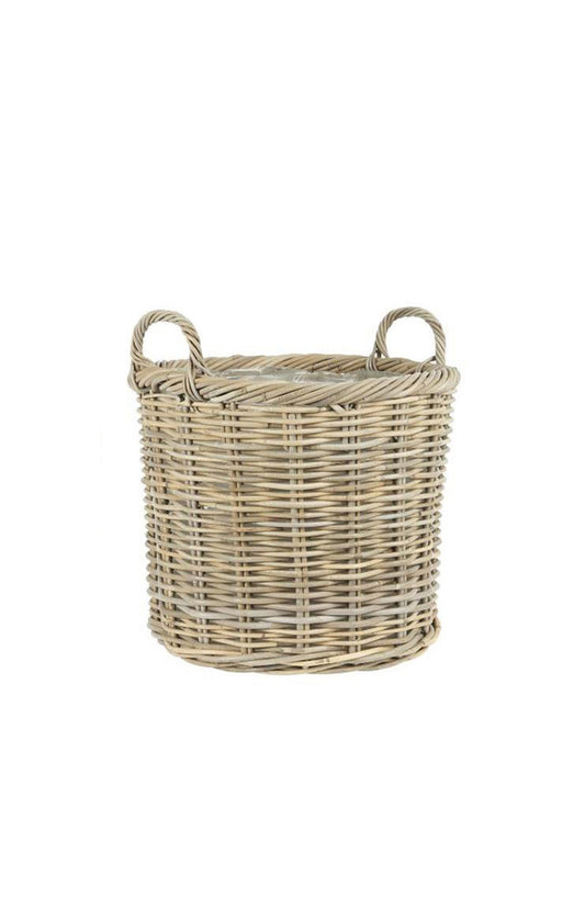 Korb Rattan mit Plastik innen rund mit 2 Henkeln Mittel