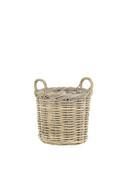 Korb Rattan mit Plastik innen rund mit 2 Henkeln Klein
